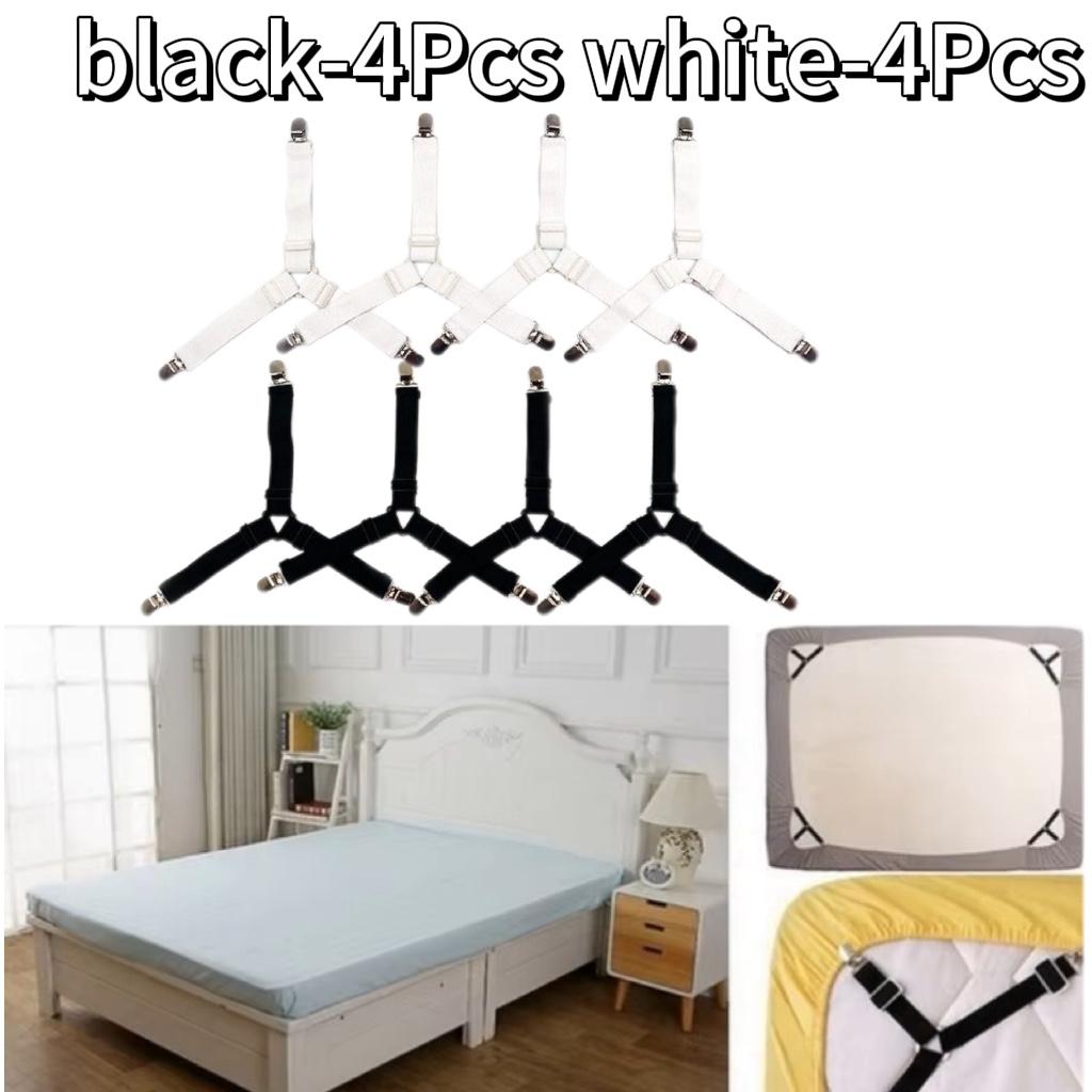 4Pcs Adjustable Bed Sheet and Quilt Holder for Bed Sheet Organizer Mattress Cover Clip for Home Elastic Straps Adjustable Clips
