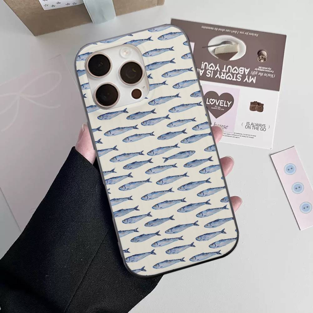 Sardines Soft Corrugated Transparent Phone Case For IPhone 17 15 16 11 12 13 14 Pro Max Plus Pro
