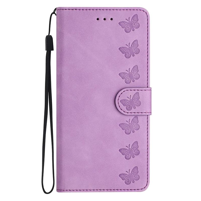Butterflies Flowers PU Leather Case For iPhone 16 15 14 Plus 13 12 11 Pro Max X XR XS Max 10 Flip Wallet Cover Card Holder Strap