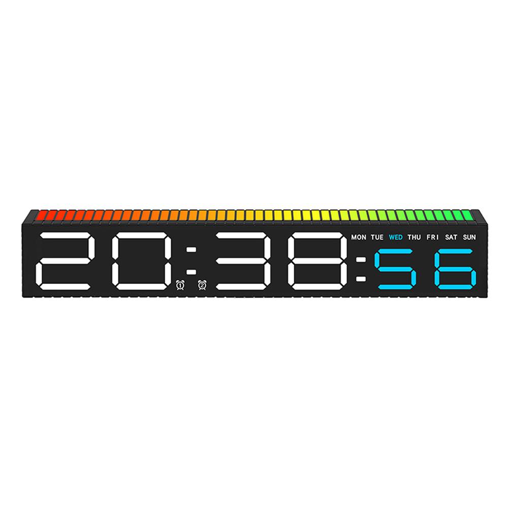 Digital LED Alarm clock with Colorful Music Rhythm Pickup Lighting Bar. Gift Table Clock for Home Decoration2