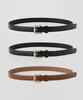 Lingseoul 20Mm Classic Leather Belt-[Silver/Gold/Brown]