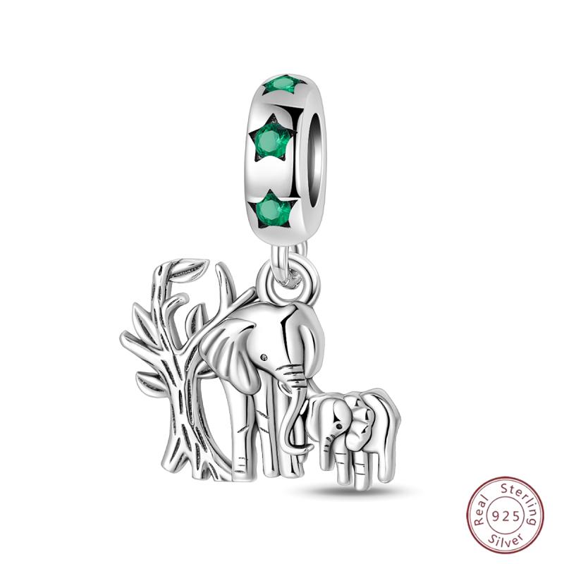 Copper Beaded Pendant Shiny Zircon Animal Elephant Puppy Original 3Mm Bracelet Women Fine Jewelry