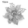 Sparkling Christmas Poinsettia Flower Tree Hanging Decoration Pack of 10