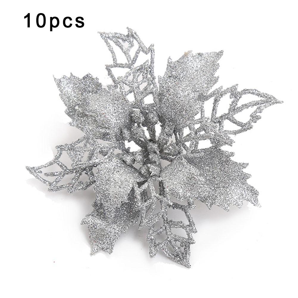 Brillante Flor de Nochebuena Árbol Decoración Colgante Paquete de 10