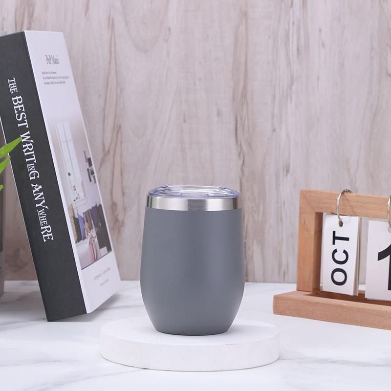 

Кружка для вина из нержавеющей стали 360 мл в форме яичной скорлупы, с двойными стенками, с вакуумной изоляцией, кружка для кофе из нержавеющей стали 304, бокал для красного вина с двойными стенками серый