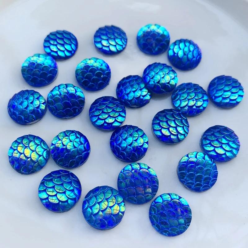 80pcs Round AB Resin Crystal Fish Scales Flat Back Rhinestone Scrapbook Wedding Decoration Scrapbooking Diy Accessories