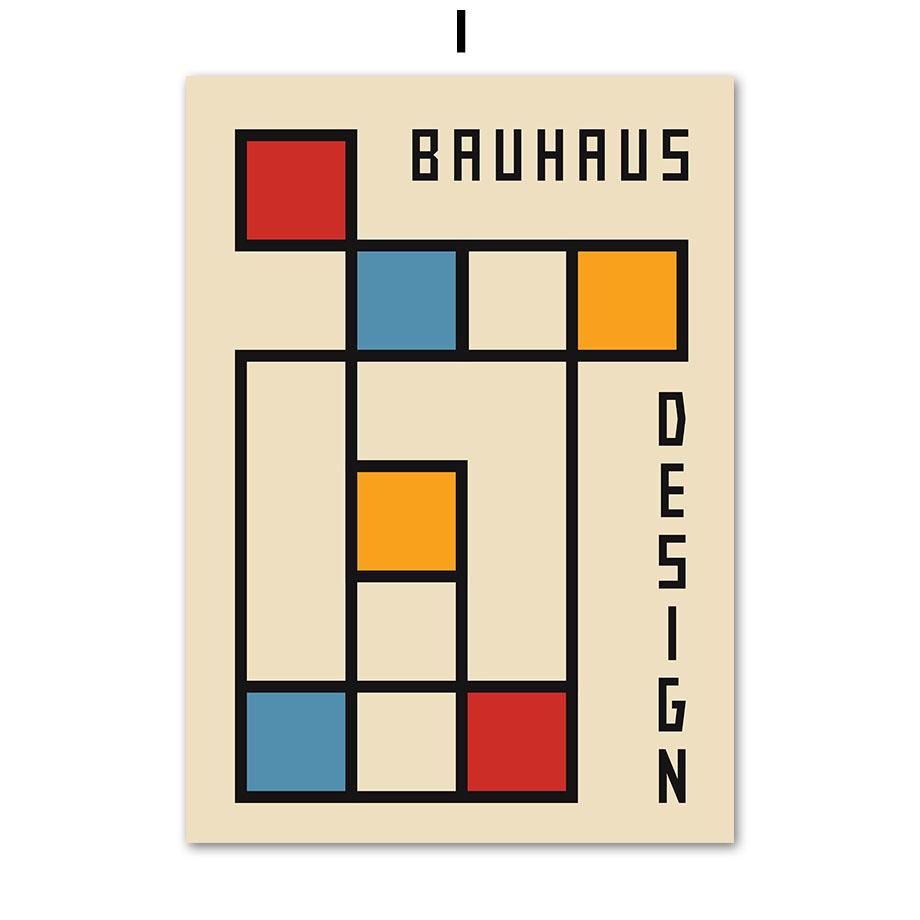 Bauhaus Color Block Geometric Figure Abstract Wall Art Posters & Prints Canvas Painting Hotel Bar Pictures For Living Room Decor
