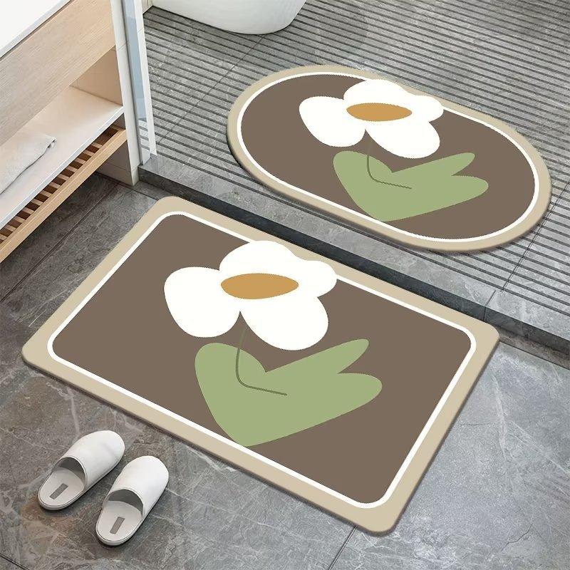 Sweet Flowers Diatom Mud Carpet Moisture-wicking Floor Mat Bathroom Easy To Dry Foot Mat Toilet Can Be Hand-washed Slip-resistant Mat Door Mat