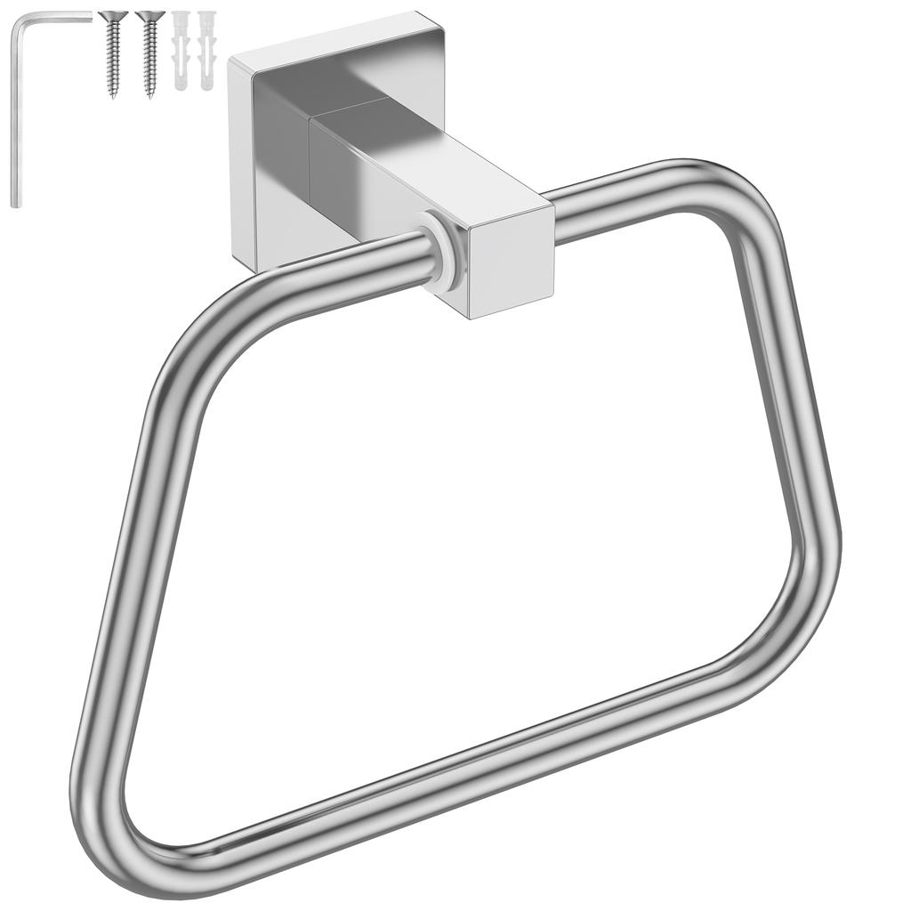 Stainless Steel Towel Holder Bathroom Wall Towel Hanger Ring Moisture Proof Minimalist Design Shower Storage Rack