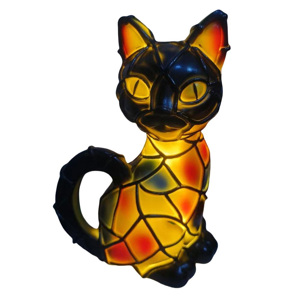 

Cute Cat Pet Led Light Retro Cat Dyeing Resin Desktop Night Light Cat Light Colorful Glass Suitable For Animal Enthusiasts