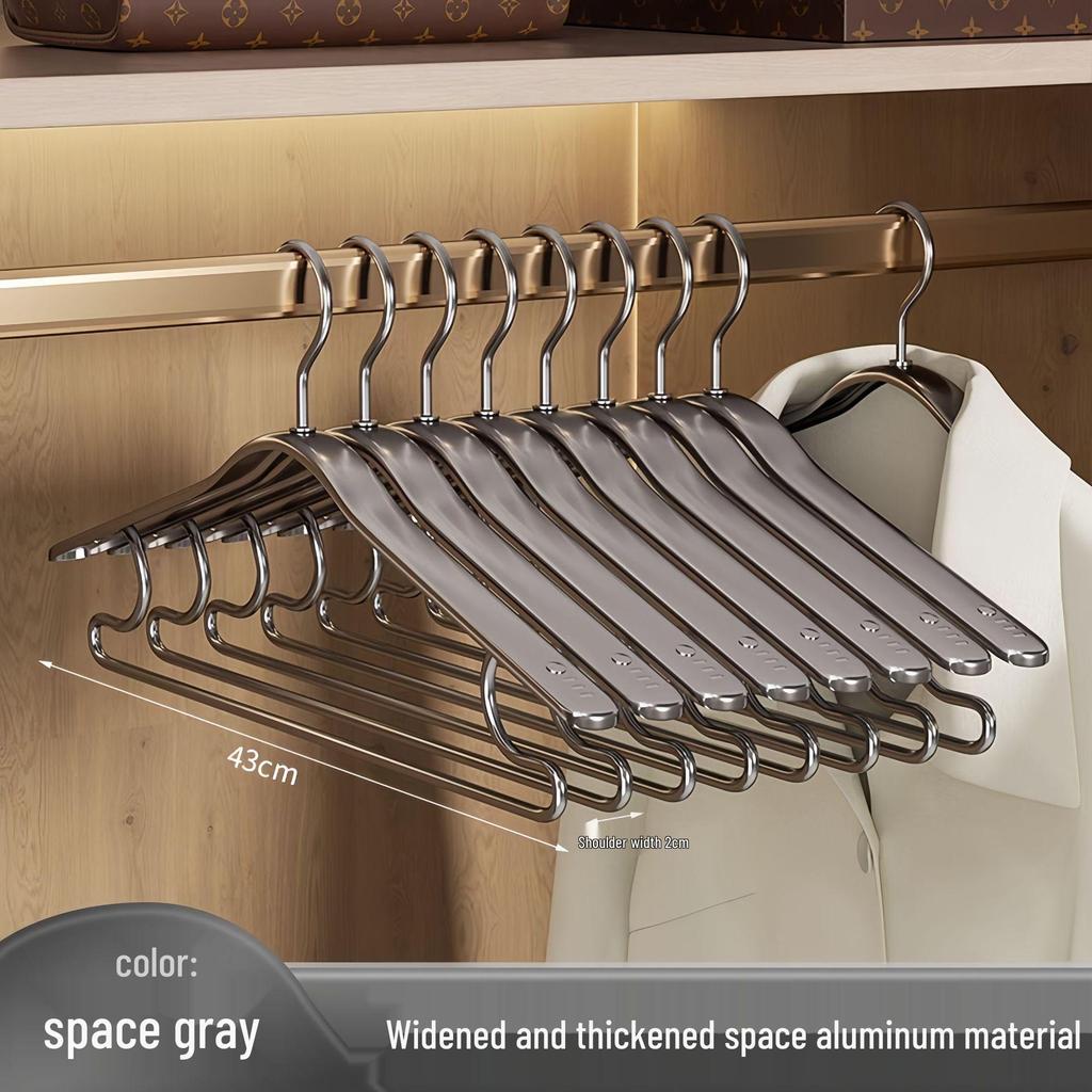 Luxury Wall-Mounted Aluminum Clothes Hanger – Seamless, Wide-Shoulder Design for Strappy Dresses and Heavy Garments
