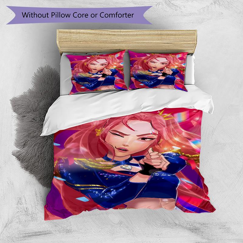 Set copripiumino 3 pezzi (1*Copripiumino + 2*Federe, Senza Nucleo),Set Biancheria da Letto con Stampa KPop Demon Hunters, Decorazione Camera da Letto, Stagione Unica, Regalo di Compleanno
