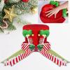 Christmas Tree Topper Hat with Red Green Foldable Bow Ribbon Vintage Holiday Home Decoration Durable Xmas Ornament with Red Bow