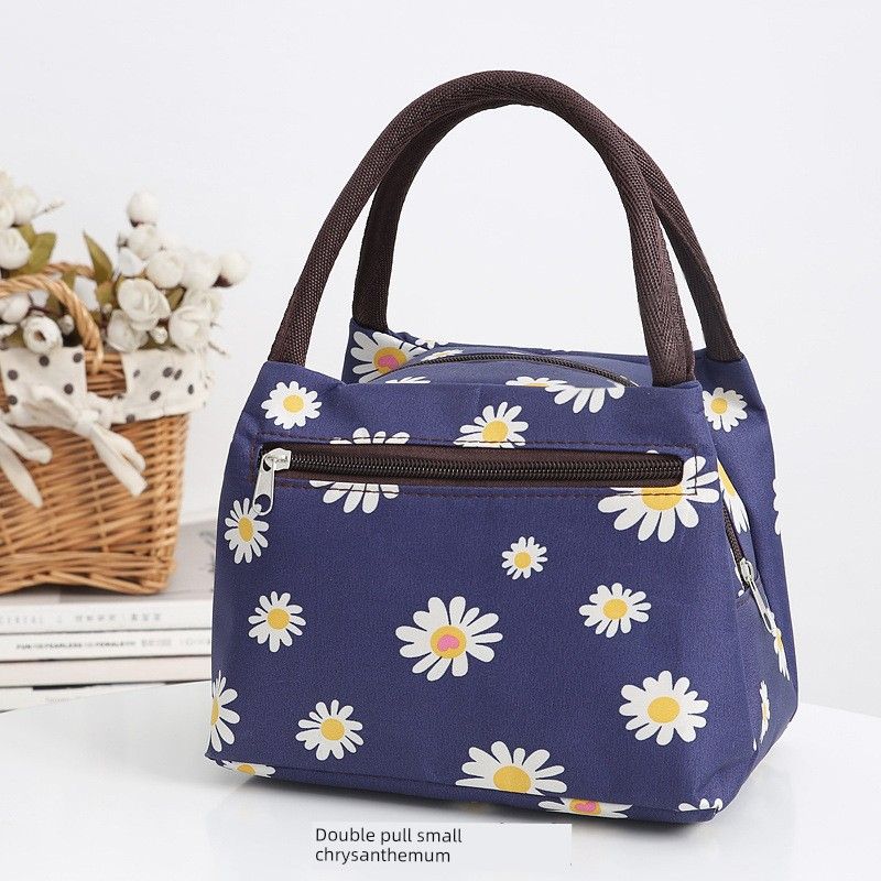 

Водонепроницаемая сумка-сатчел с несколькими молниями, новинка, тканевая сумка в стиле «мама» Double pull small chrysanthemum