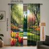 Set Of 2 Garden Curtain Keukenhof Colorful Tulip Flowers Trees Foliage Spring Season Bedroom Living Room For Area Made Polyester
