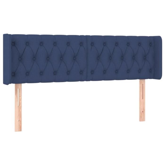 VidaXL Tête de lit avec oreilles Bleu 163x16x78-88 cm Tissu3119116