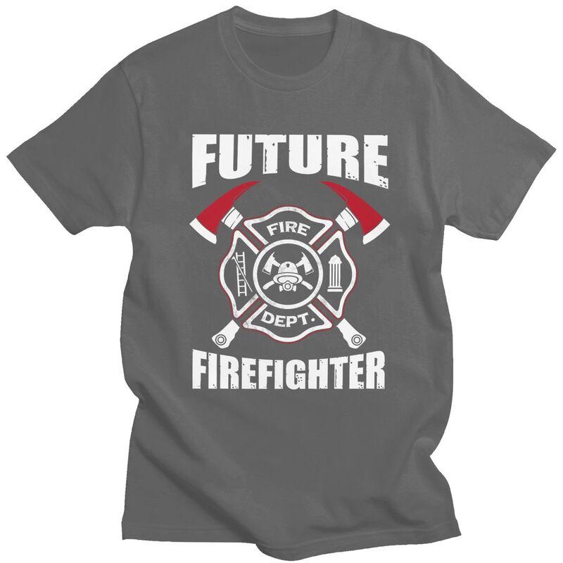 Custom Future Firefighter Tshirts for Men Short Sleeves Casual T Shirt Fire Rescue Fireman Tshirts Slim Fit Pure Cotton Tees