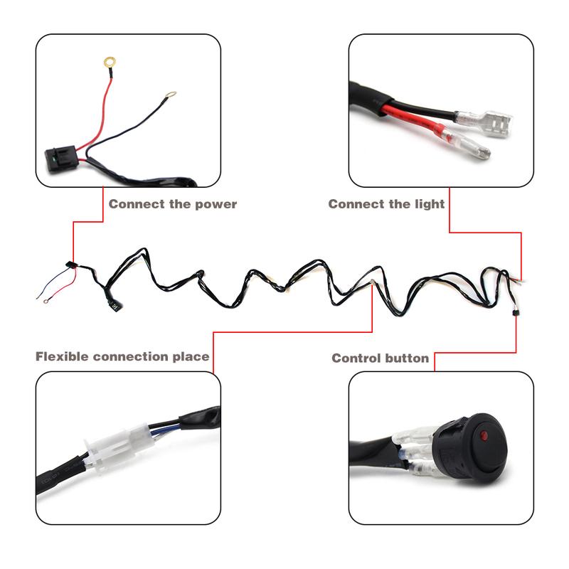 UNI-SHINE Waterproof Wire Harness Sockets Kit Relay Led Light Bar Wires Relay Connector Switch Led Work Light for ATV Truck SUV