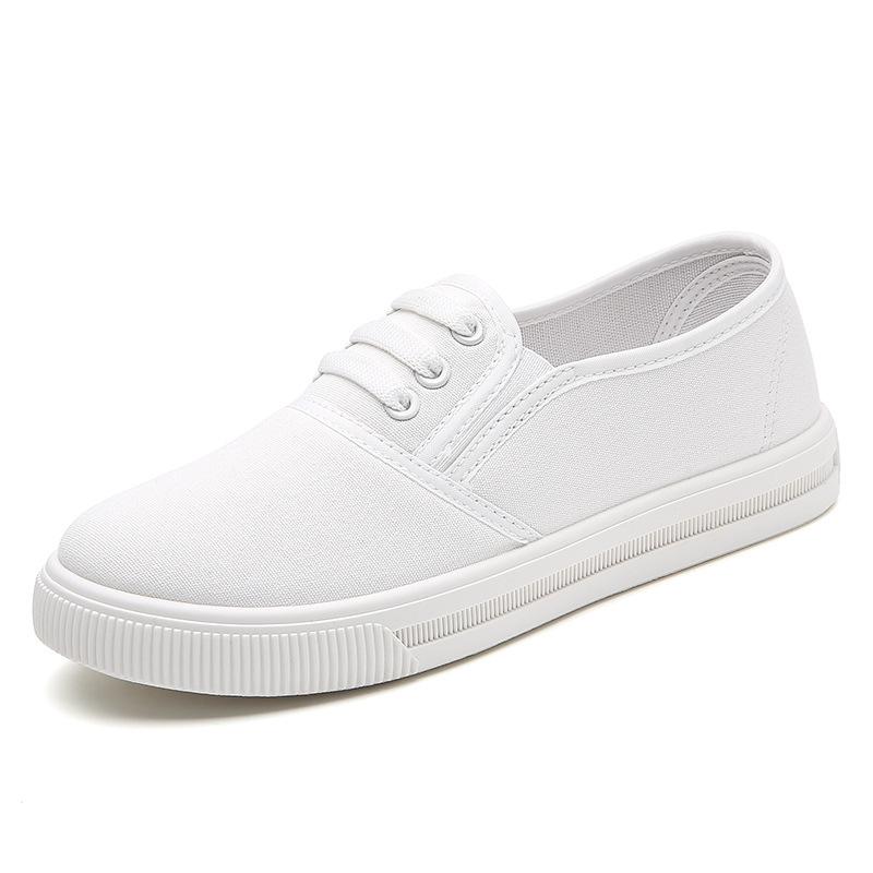 

Весна и Осень Новые Женские Маленькие Белые Кеды Холщовые Туфли Однотонные Универсальные Модные Большого Размера 36
