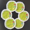 Cute and stylish floral embroidered coasters, 10cm diameter, set of 6, made from Thai cotton (green)