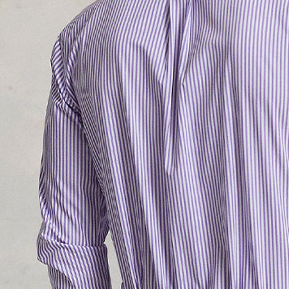 Polo Ralph Lauren FW22 Striped Square Collar Single-Breasted Long Sleeve Shirt Men Shirts Purple 710859881-005
