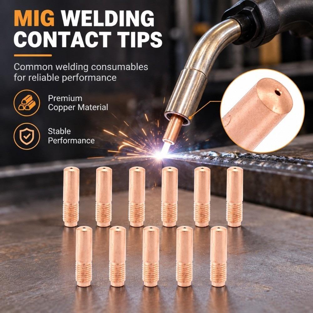 10 Pcs Copper MIG Welding Contact Tips Smooth Surface Copper Contact Tips For Miller Torch