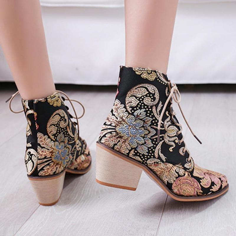 polyurethane Ankle Boots for Women High Heel Boots Sexy Pointed Toe Winter Fashion Shoes Woman Botas
