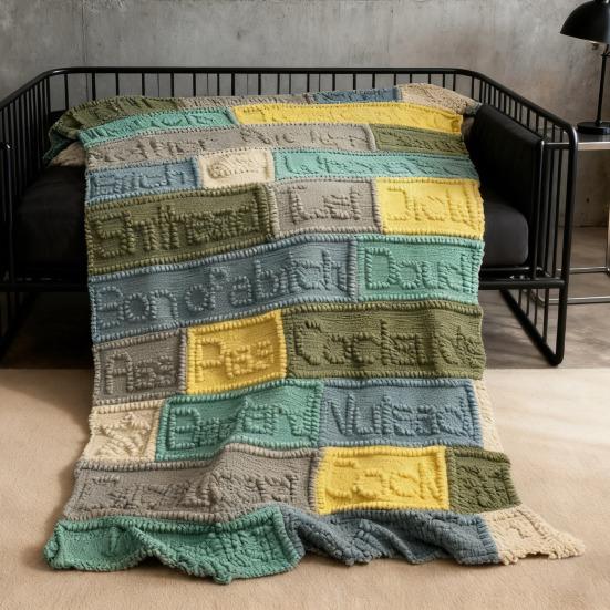 Zabawny koc z przekleństwem Ręcznie robiony kolorowy koc patchworkowy Humoryczny koc dziergany Miękki pled na kanapę, łóżko, krzesło biurowe, prezent gag