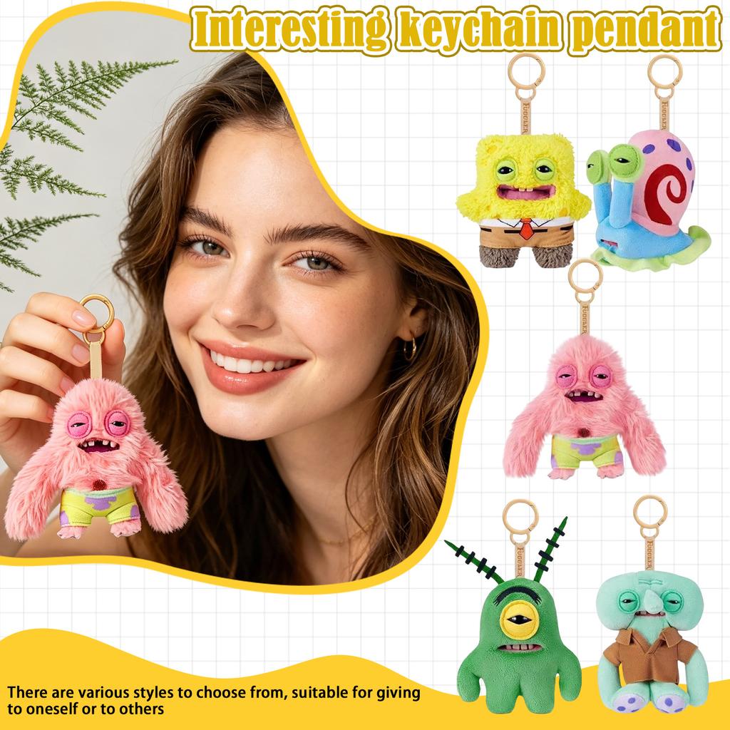 Plush Keychain Funny Ugly Cute Bag Pendant Stuffed Toy Available In Multiple Characters.
