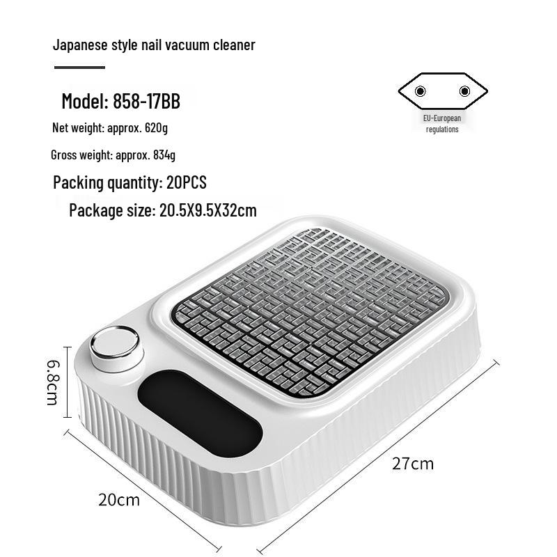 Japanese-Style Nail Vacuum Cleaner with Adjustable Speed, 80W, Includes Filter and Hand Pad