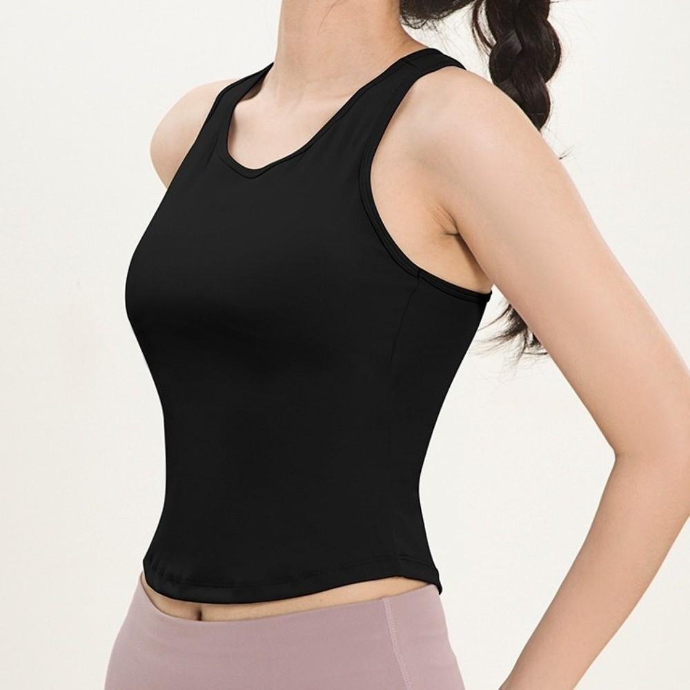 Anti-Light Yoga Vest Round Neck Design Tight Body Vest Flexible Fitness Tank Top  Yoga Practice