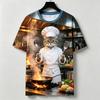 Funny 3D Western Cowboy Cat Print Men's T-shirt Fashion Cool Party Daily T Shirt Outdoor Casual Short Sleeve Top Summer Clothing