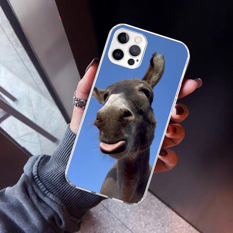 Funny Donkey Phone Case For iPhone 17 Air 11 13 Mini 14 15 Plus 16 12 Pro Max 16E SE 7 8 Pattern Soft TPU Back Cover 13 12 Mini