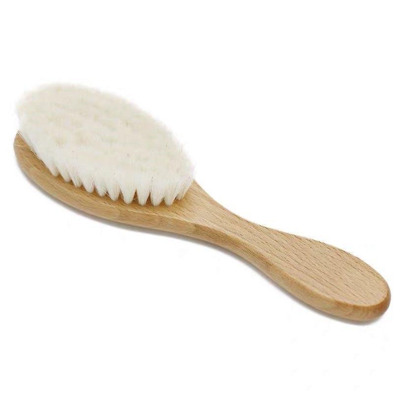 Barber Shop Solid Wood Hair Brush with Soft Horsehair Bristles