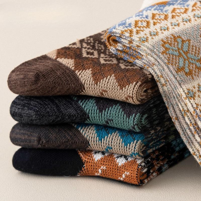 Ethnic-style Socks for Women in Autumn and Winter, Retro Ethnic-style Thigh-high Socks, Thickened Warm Thigh-high Socks, Trendy Socks, Pile Socks