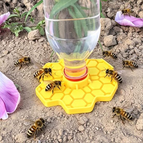 Bee Watering Station for Garden Honeycomb Design Bee Feeder And Waterer Compatible with Regular Wide Mouth Canning Jar for Hives Beekeeping Supplies