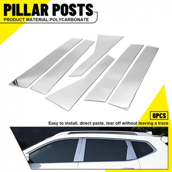 6X Posts Chrome Pillar Trim Window Door Decal for 2018- Honda Accord Sedan D