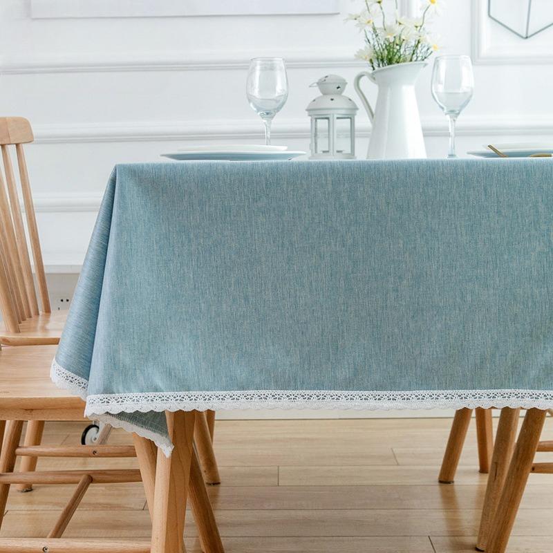 Nordic Lace Tablecloth Waterproof Oil-resistant and Wash-free Rectangular Tablecloth TPU-backed Pure Color Tea coffee Tablecloth