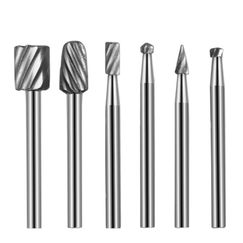  6Pieces Carbides Burr Set 3mm Shank Carbides Burr Set Head Die Grinder Bit