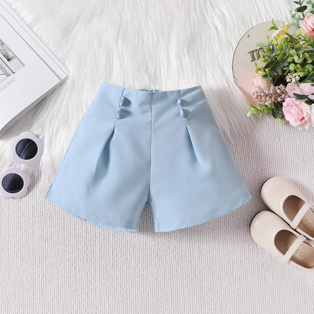 2026 New Summer Toddle Suits Bow Strappy Tube Tops + Shorts 2 Piece Set for 1 2 3 4 5 6 Years Old Children Clothing