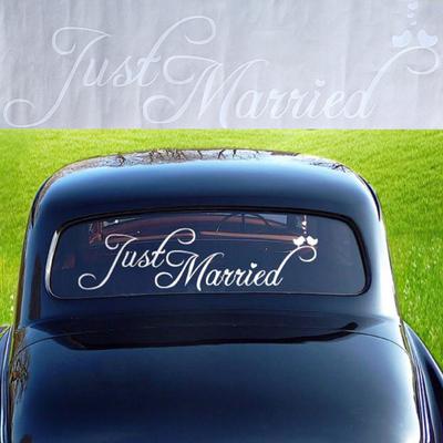 Just Married Letter Car Window Impermeabile Adesivo Decalcomania Decor Forniture per matrimoni