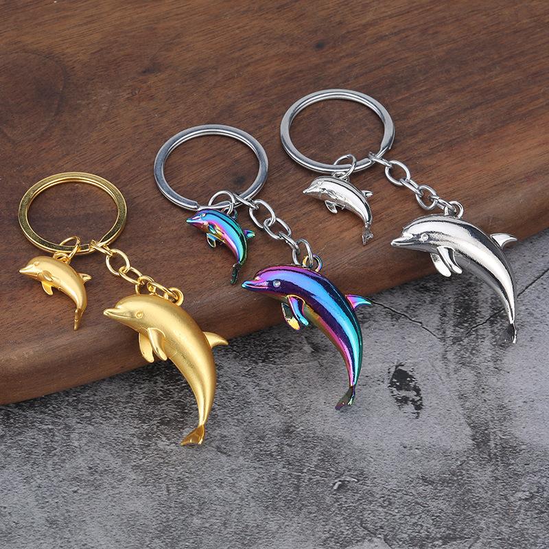 Ocean Dolphin Alloy Keychain 3D Detailed Marine Keys Bags Ornament Pendant Mini Gift Animal Themed Keyring for Women and Men