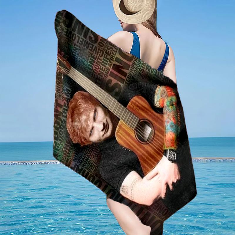 Ed Music Guitar Beach Towel, Super Soft Microfiber, Gift for Her/Him, Birthday, for Pool, Beach, Travel, Home Decor Fan Gifts