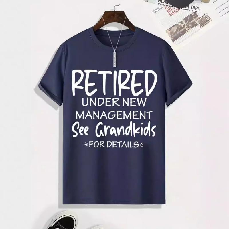 Men's RETIRED Printed Loose Round Neck Short Sleeved Fashion T-shirt for Men Shirt