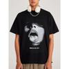 Heren Zwart T-shirt Met Schreeuwend Gezicht Grafiek En Born To Be Free Tekst Casual Streetwear Mode Top Voor Dagelijks Gebruik