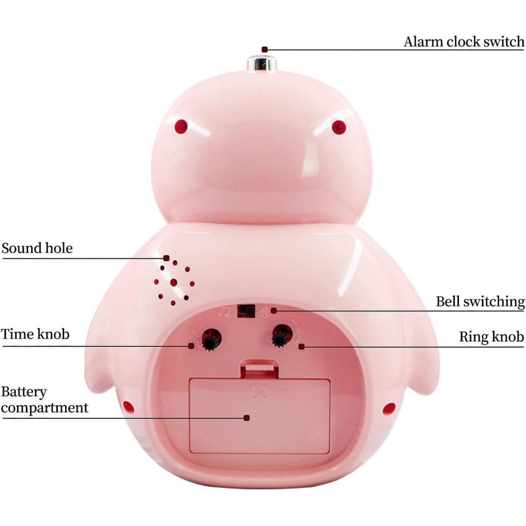 Будильник с изображением пингвина, детский будильник без тиканья, будильник из АБС-пластика с защитой от падений и ночником, для детской спальни