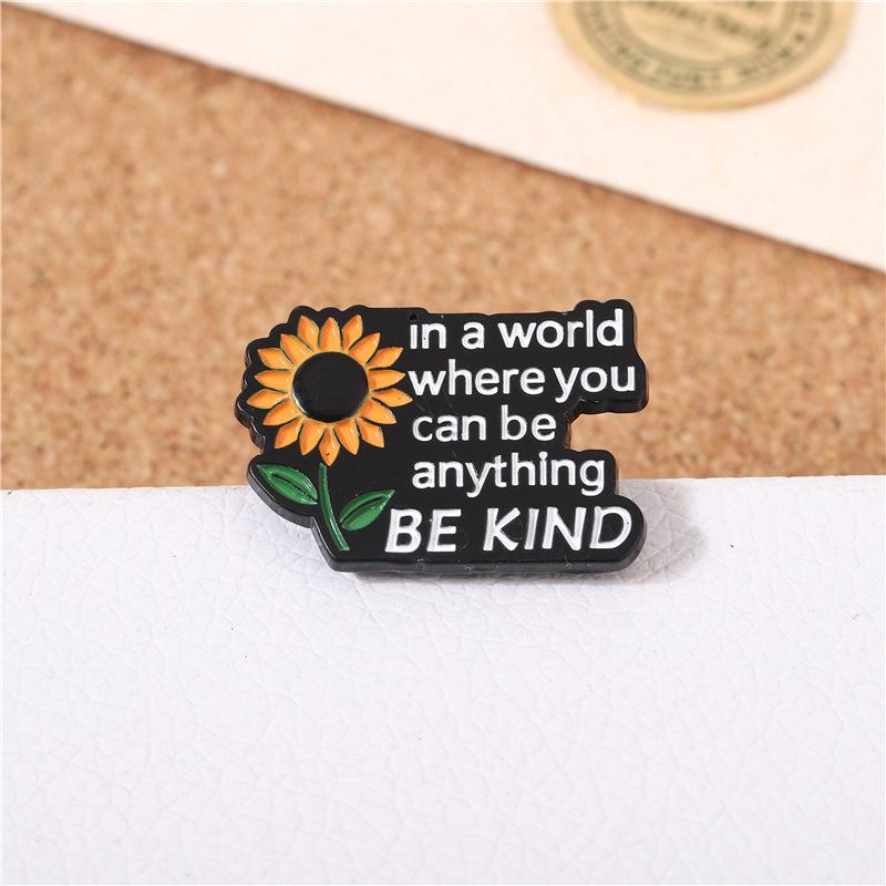 Cartoon English alphabet sunflower brooch, schoolbag pencil case decorative badge, graduation season gift