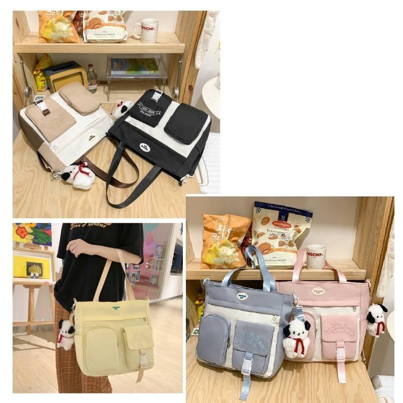 Large Capacity Nylon Tote Bag Street Fashion Casual Shoulder Bag Pink