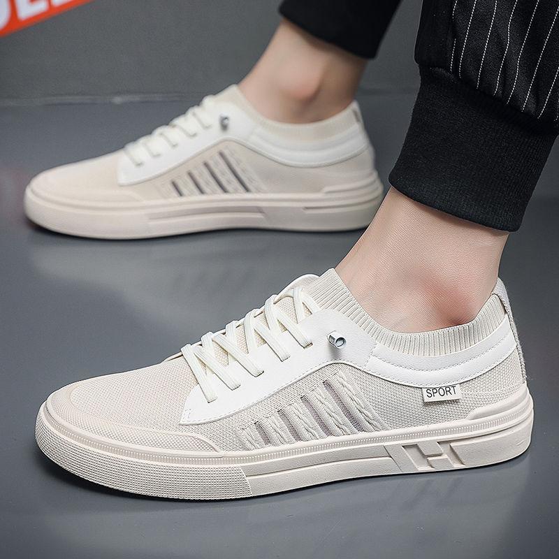 Low-top Fly-woven Men's Shoes Mesh Breathable Fashion Casual Soft Sole Lightweight Trend Men's Board Shoes