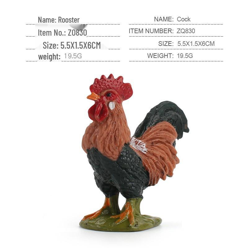 Cross-border Farmyard Decorative Chicken Figurines: Rooster, Hen, and Chicks Pecking in Courtyard with Woman, Rice, and Flower Bed